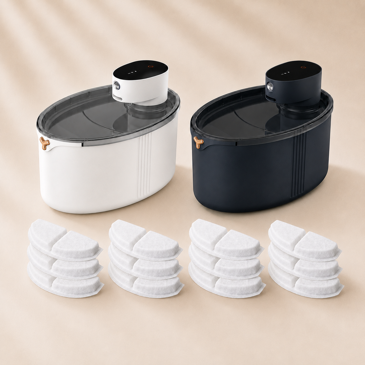Pawly AquaFlow Pro Duo Bundel + 12 Extra Filters – Draadloze Drinkfontein voor Honden & Katten
